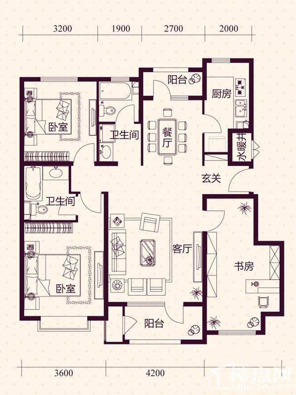 五层洋房B1户型户型图