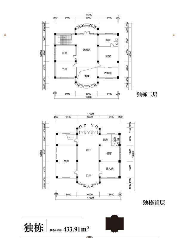 独栋别墅标准层户型图