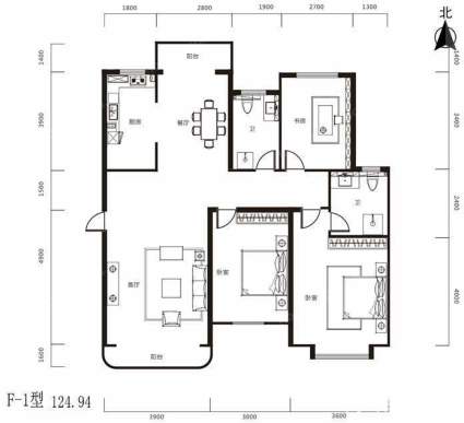 3室2厅2卫  124.94㎡