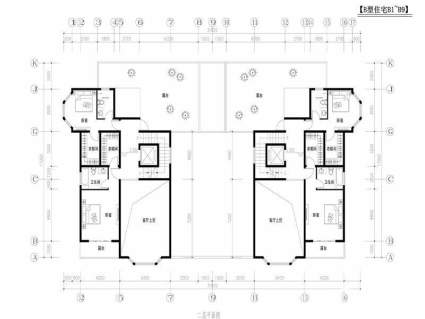 包头中城·国际城户型图B1~B9二层平面图