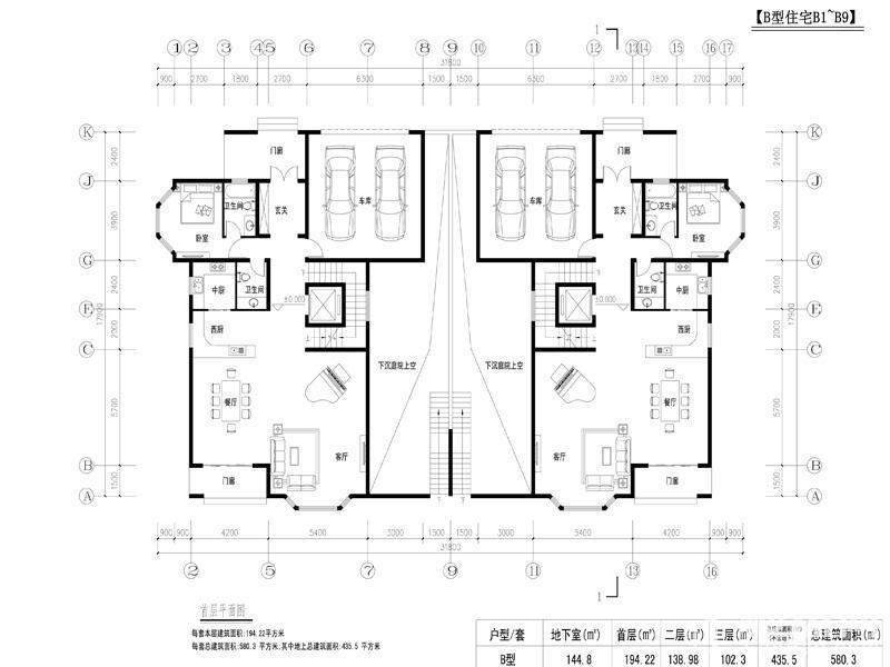 包头中城·国际城户型图B1~B9首层平面图