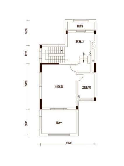 一期联排别墅A户型三层平面图