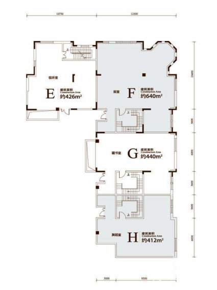 一期联排别墅EFGH户型地下平面图