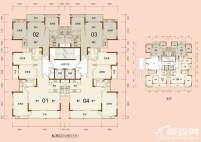 二期42号楼标准层户型总平面图