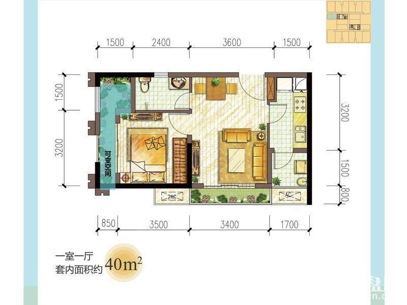 三期龙湖大道二期39号楼标准层F户型