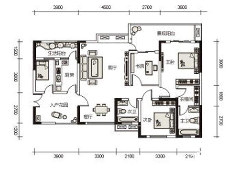 C2/3栋1、2、4、5号房户型标准层