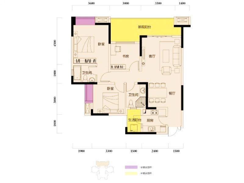 1号楼标准层A3户型