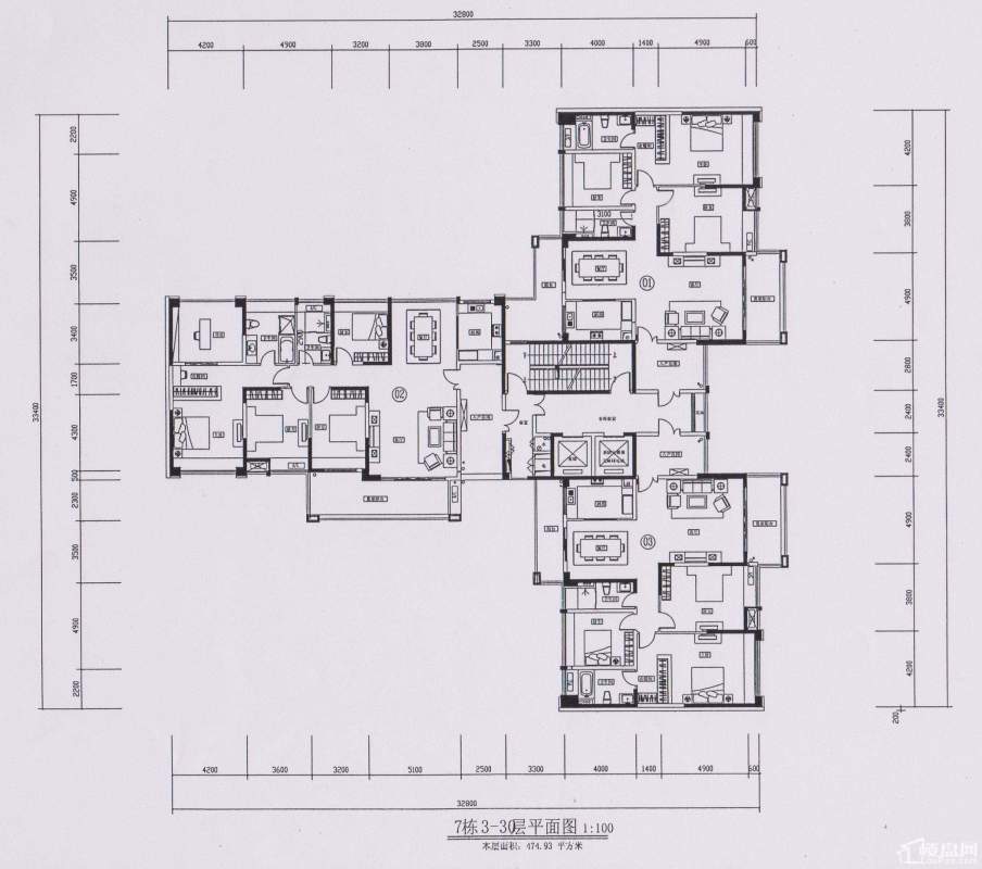 7栋3-30层平面图