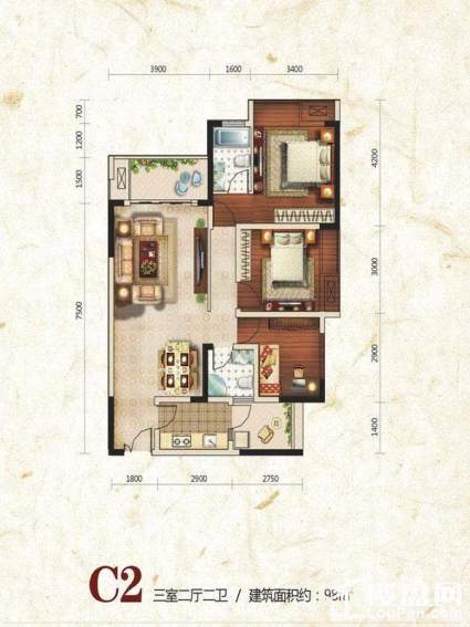 一期标准层C2户型图