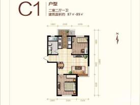 二期高层标准层C1户型图 