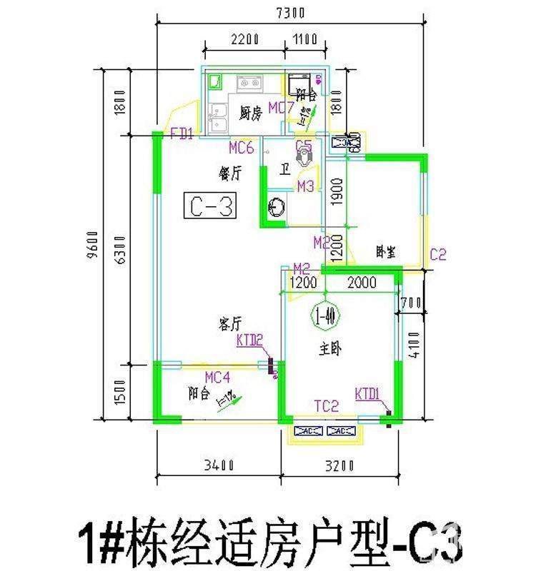 1号栋C-3户型