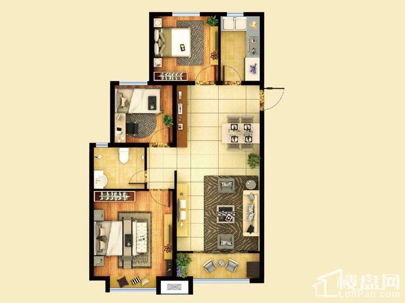 一期北区1#、4#楼标准层D2户型