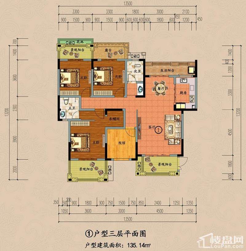 ①户型三层平面图