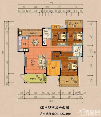 ②户型四层平面图