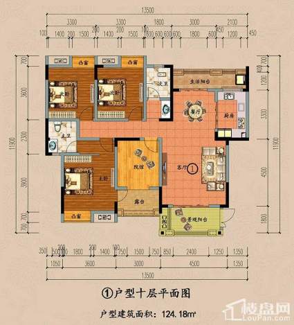 ①户型十层平面图