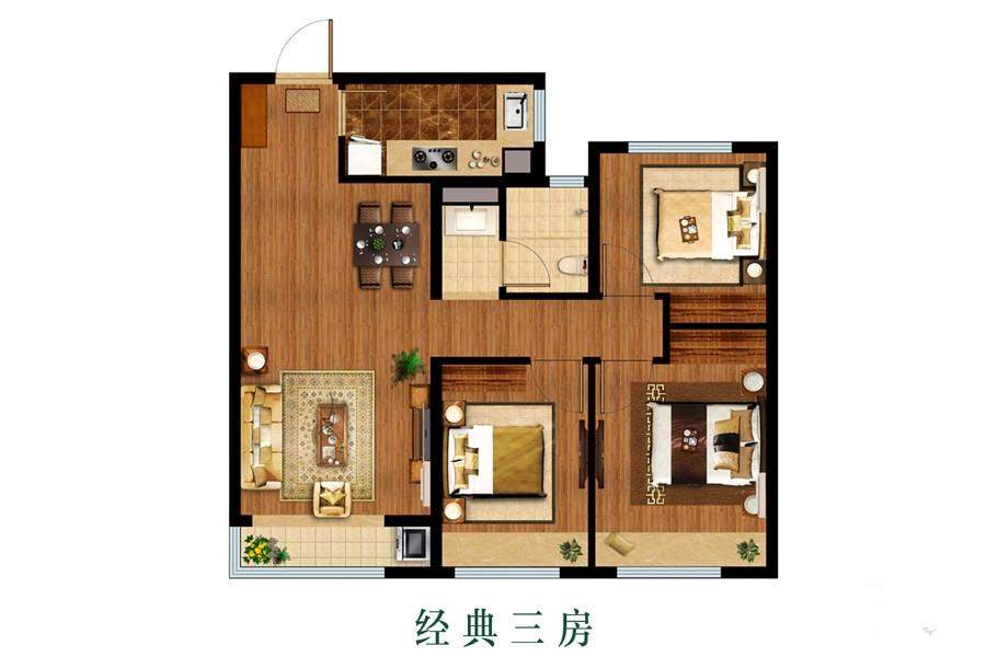 万科·公园里经典三房户型