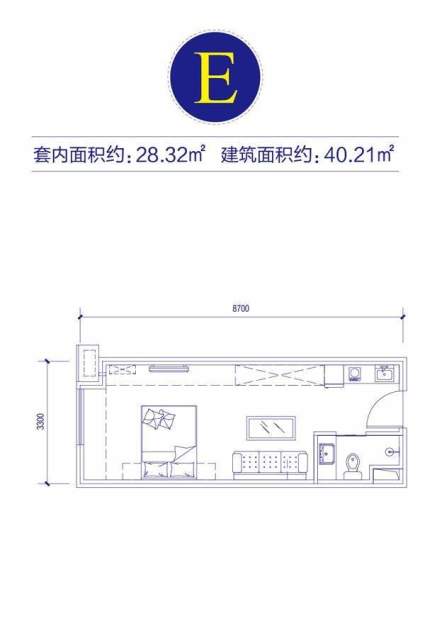 富邦金玖一期SOHO公寓标准层E户型