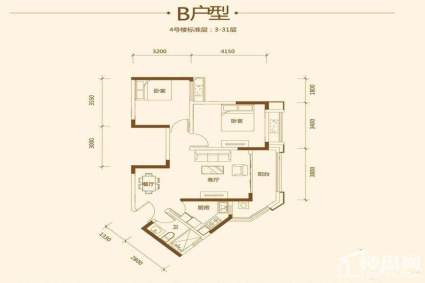 恒大中央广场一期4号楼标准层B户型