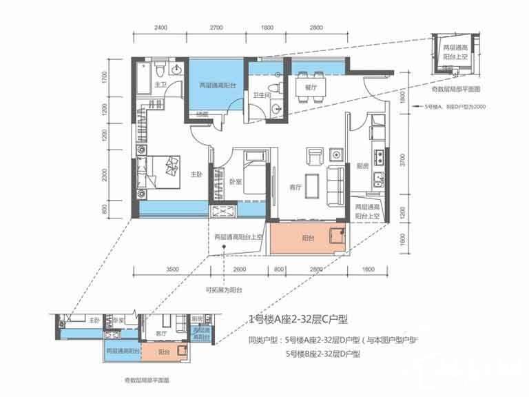 1号楼A座C户型/5号楼A\B座D户型