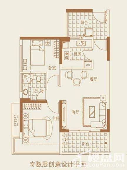 偶数层67平户型图