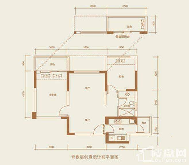 奇数层70平户型图