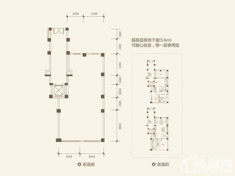 五矿沁园金城3-14栋叠墅A2户型地下层