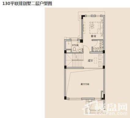  130平联排别墅二层户型图