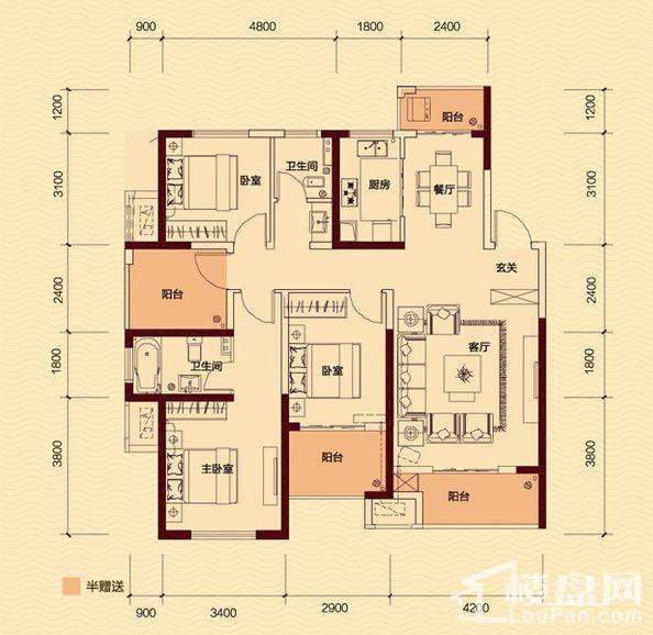 绿地海外滩23栋13-A户型