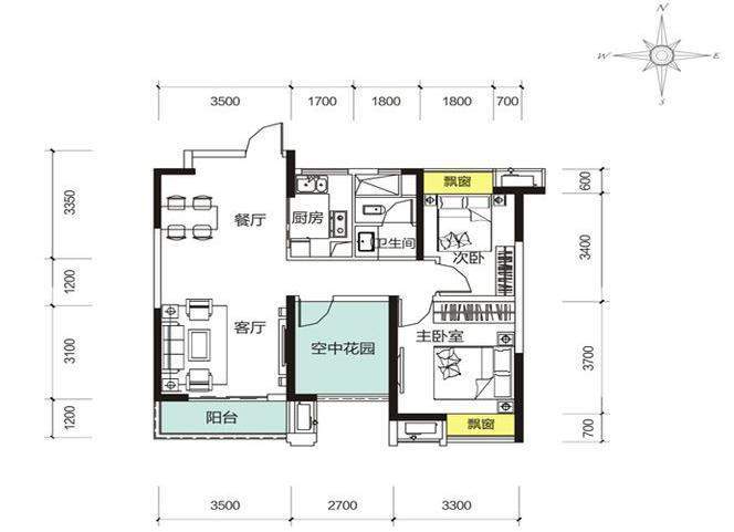 中建信和城12号栋88平B2户型