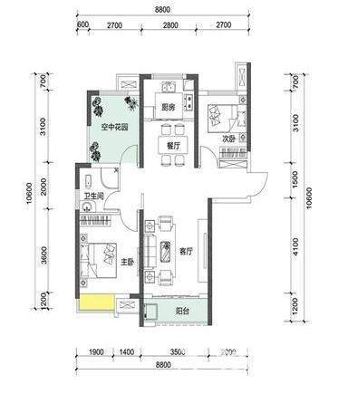 中建信和城2栋4栋88平B1户型