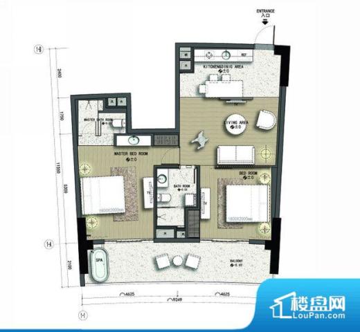 三亚丽禾温德姆产权酒店户型图