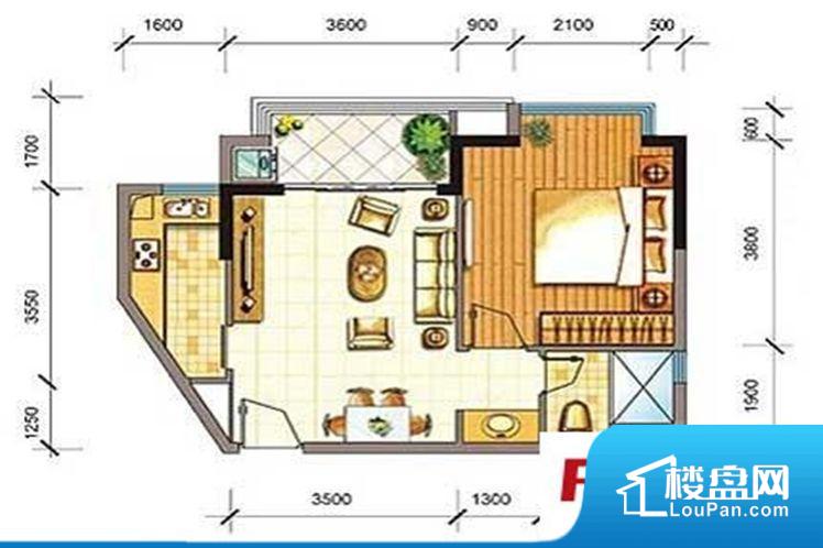 海口天赐上湾1室2厅1卫户型图-海口楼盘网