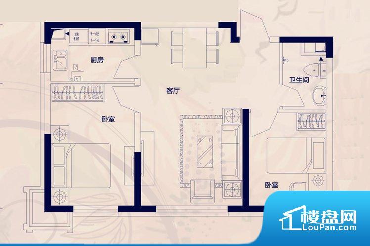 各个空间都很方正，方便后期家具的摆放。无穿堂风，室内空气无法对流，会导致过于潮湿或者干燥。无对外窗户，通风采光较差，卫生间湿气会加重，不利于身体健康。卧室位置合理，能够保证足够安静，客厅的声音不会影响卧室的休息；卫生间位置合理，使用起来动线比较合理；厨房位于门口，方便使用和油烟的排出。客厅、卧室、卫生间和厨房等主要功能间尺寸以及比例合适，方便采光、通风，后期居住方便。公摊高于15%且低于25%，整