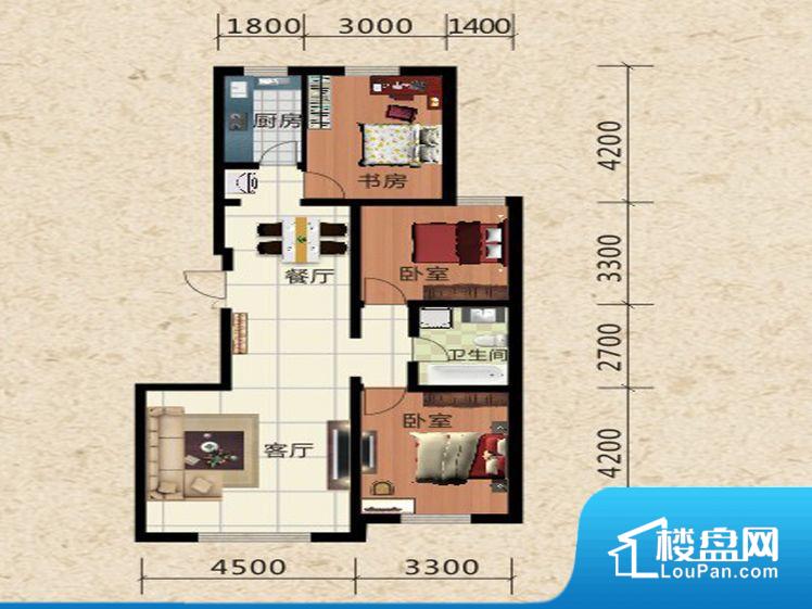 三室两厅一卫117.89平米，功能合理划分，都市温馨生活新主张，宽敞客厅.