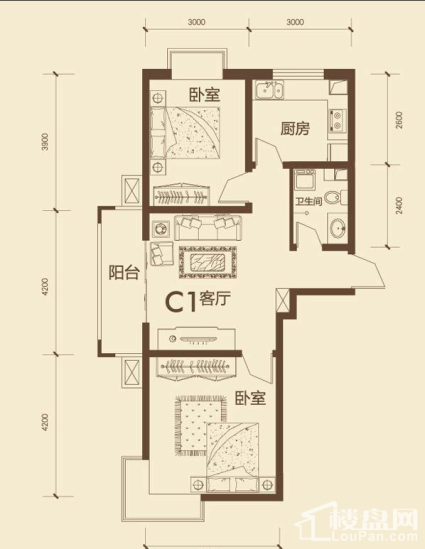 2室1厅1卫  86.51㎡