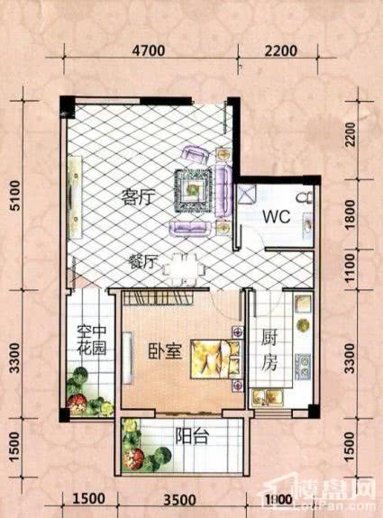 2室2厅1卫  65.52㎡