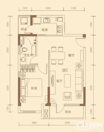 1室2厅1卫  70.57㎡