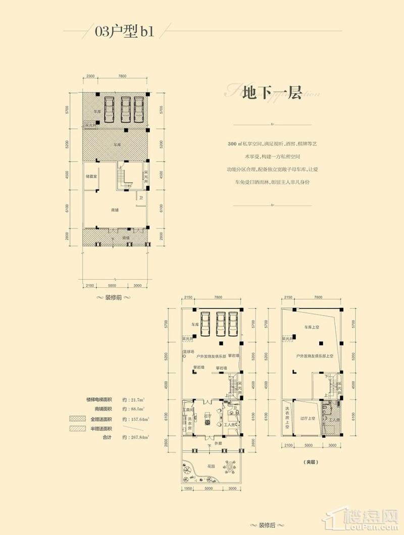 瀚林熙水台1#03户型地下一层