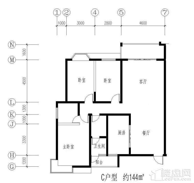 3室2厅1卫  144.00㎡