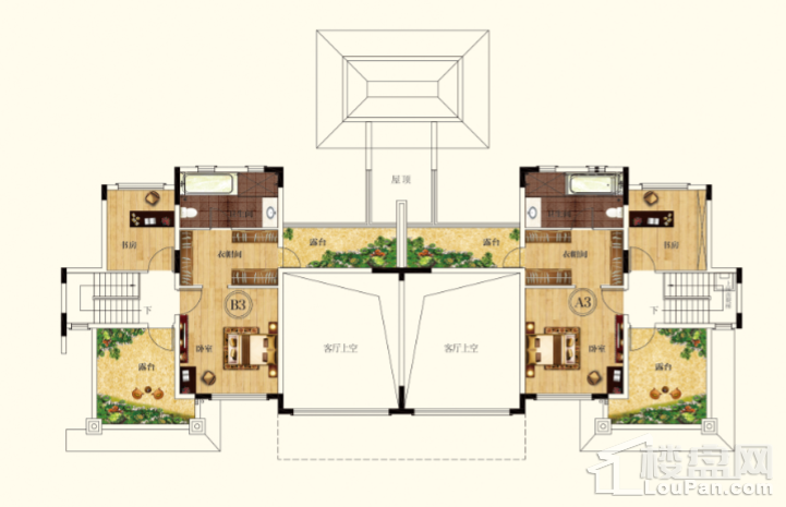 山水叠墅A3B3二层