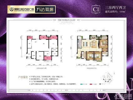 CBD住宅2期万达观澜C1户型图