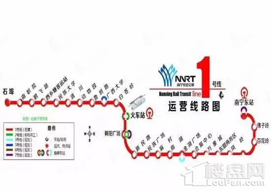 (南寧地鐵1號線線路圖,圖片來源於網絡)