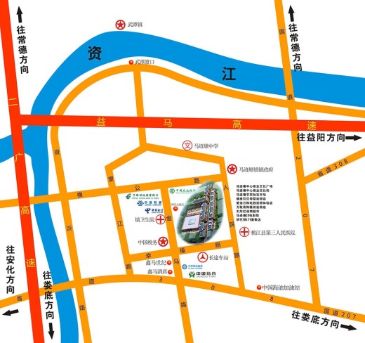 益阳桃江县马迹塘镇中心商业文化广场位置图