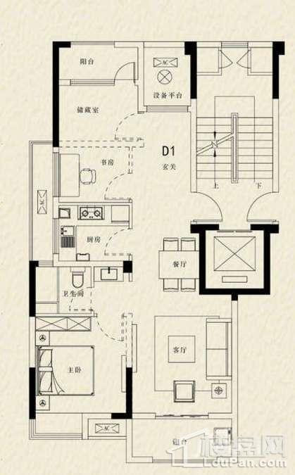 运河大公馆D1-2户型3室2厅1卫