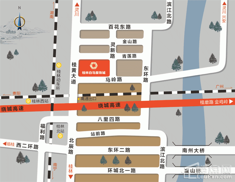 桂林白马服饰城 -位置图