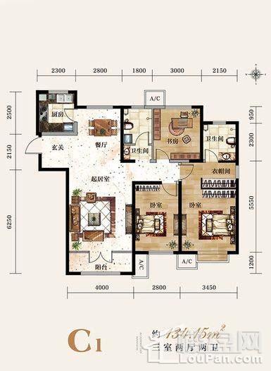 3、7号楼标准层C1户型