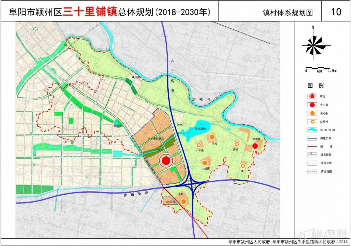 阜阳市颍州区三十里铺镇总体规划(2018—2030)公示