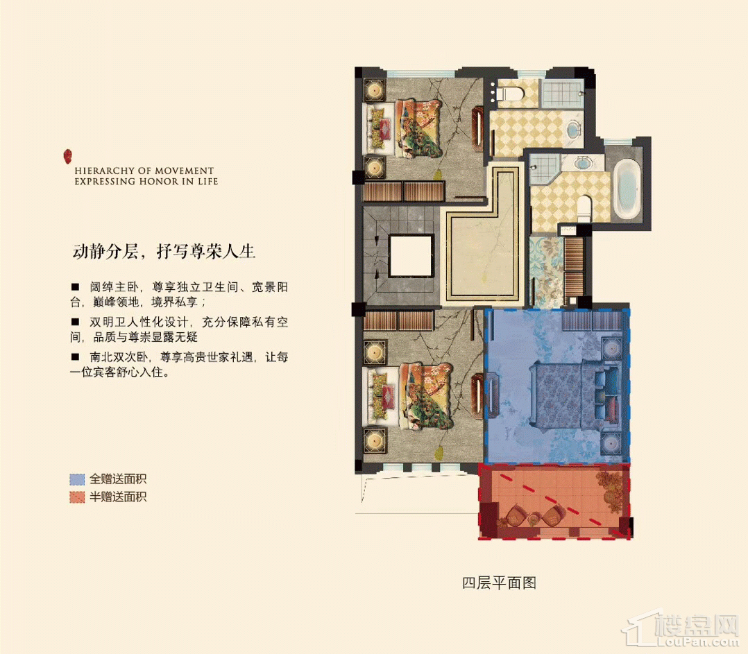 F户型210平排屋户型四层