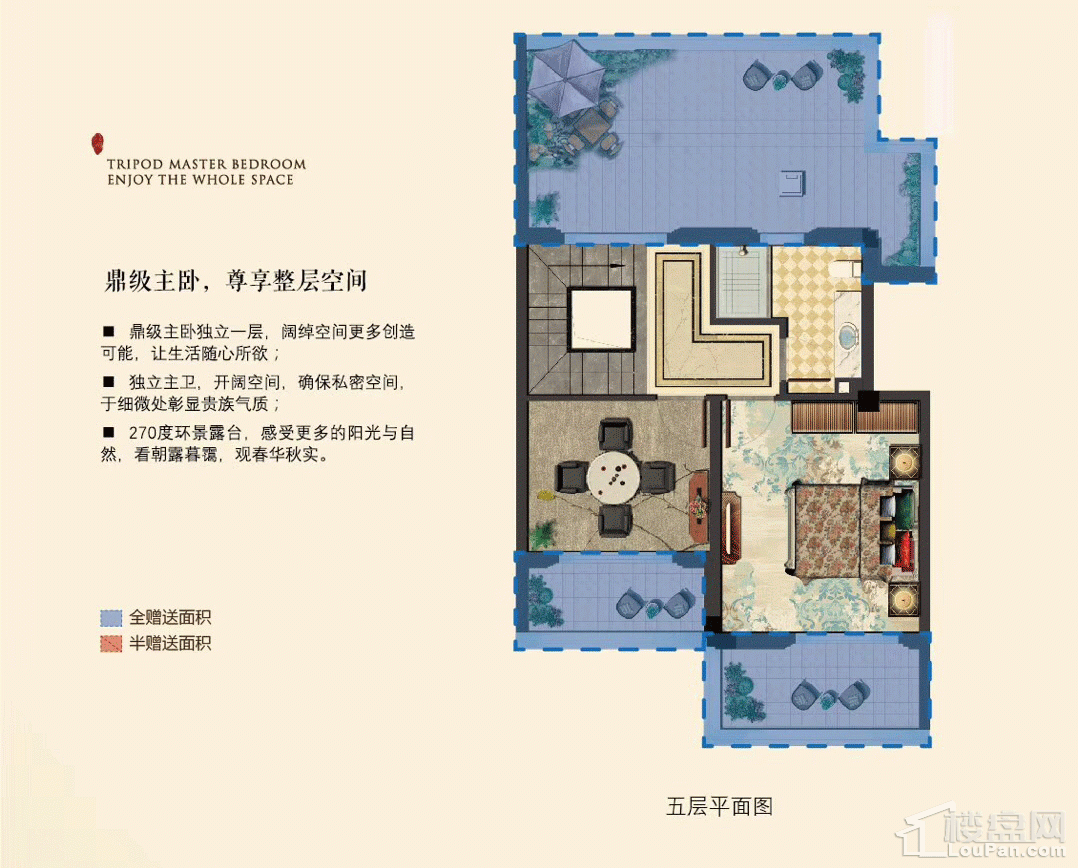 F户型210平排屋户型五层