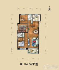 1# 124.3户型